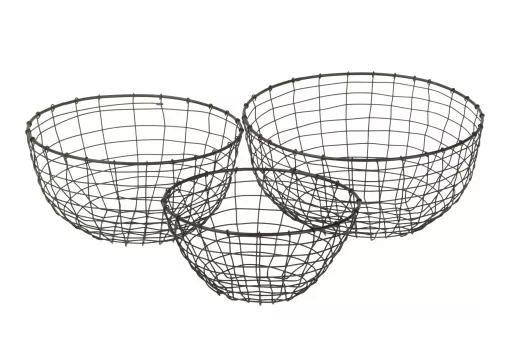 Drahtkorb rund D30xH15 Set/3 Eisen, D28xH11, D26xH13cm