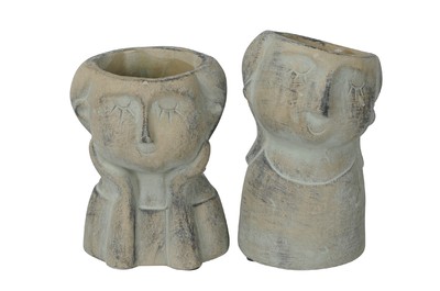 Kopf z.Bepfl. 2sort. D11xH18cm Zement, grün-braun,13x11xH16cm