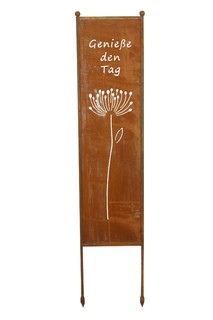 Stele Blume rost 35xH162cm Eisen, Genieße den Tag