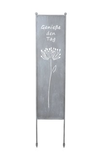 Stele Blume grau 35xH162cm Eisen, Genieße den Tag