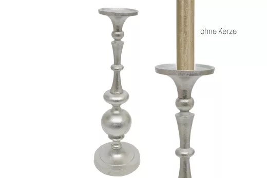 Alu-Kerzenst. silber H.41,5cm für Spitzkerze