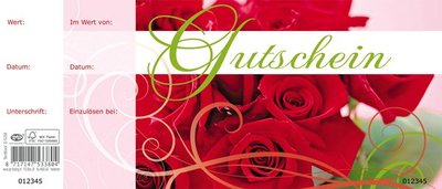 "BonBlock" Rote Rosen Btl/50 Gutschein, 24,5x10,5cm