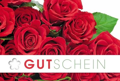 "Fleur Plus"rote Rosen Btl/12 Gutschein, 17,2x11,4cm