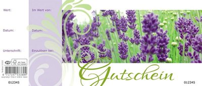 "BonBlock" Lavendel Btl/12 Gutschein, 24,5x10,5cm