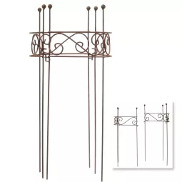 Met.Pflanzstütze rost 38xH78cm halbrund, mit Kugeldeko